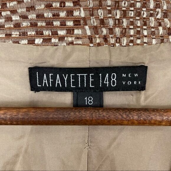 Lafayette 148 Crop Blazer Brown Print Size 18 - Picture 9 of 11